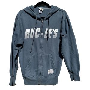 Buc-ee's Hoodie Womens Small Blue Logo Printed Full Zip Fleece‎ Jacket
